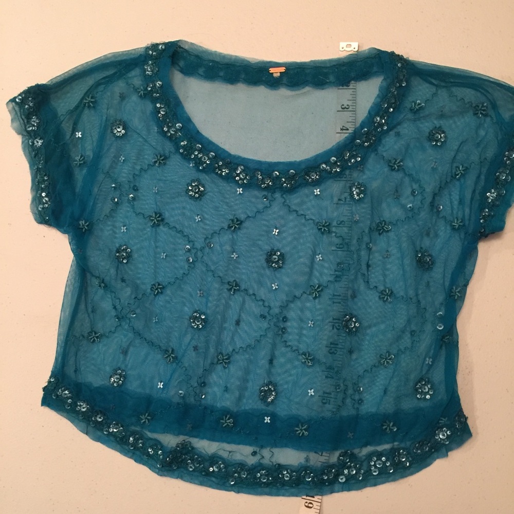 Final price drop Free People sequin crop top shirt